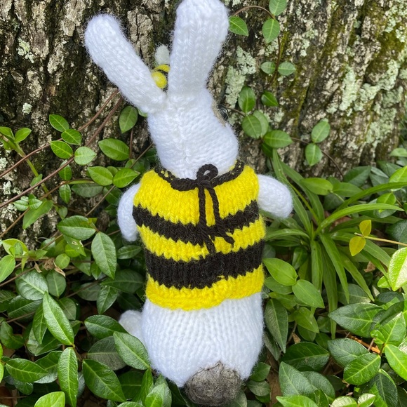 Hand crafted knit and needle felted honey bee bunny artisan one of a kind - Picture 14 of 14